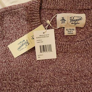 Original Penguin Men’s XL Marled Knit Crewneck Sweater in Tawny Port NWT